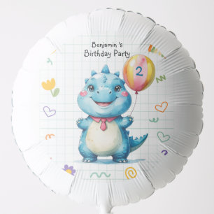 Cute Blue Dinosaur Balloon Boy birthday party