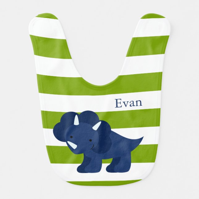 Cute Blue Dinosaur Bib (Front)