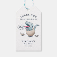 Cute Blue Dinosaur Boy Baby Shower Gift Tags