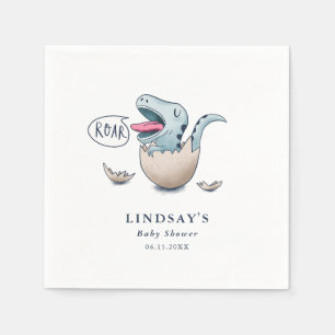 Cute Blue Dinosaur Boy Baby Shower Napkins