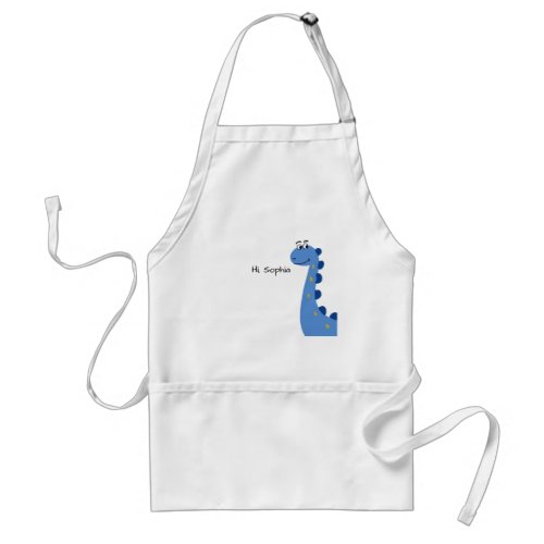 Cute Blue Dinosaur - Custom Name Sophia Adult Apron