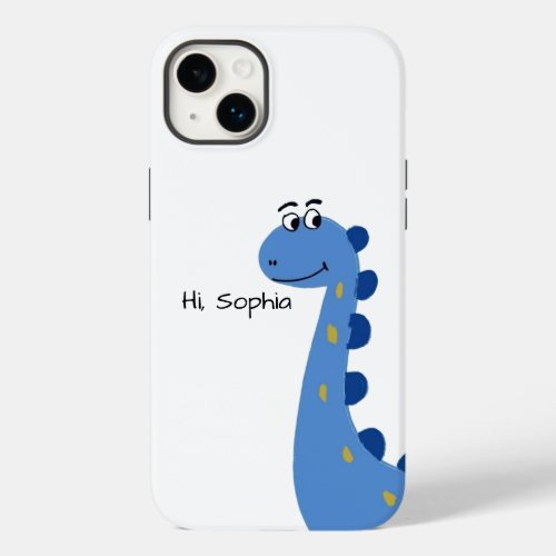Cute Blue Dinosaur - Custom Name Sophia Case-Mate iPhone 14 Plus Case