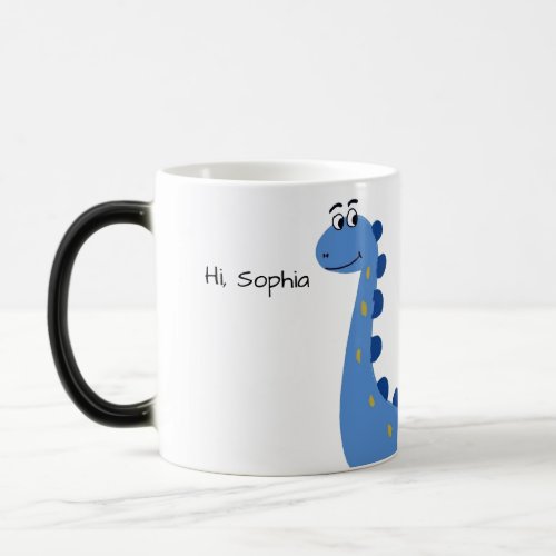 Cute Blue Dinosaur - Custom Name Sophia Color Morph Mug