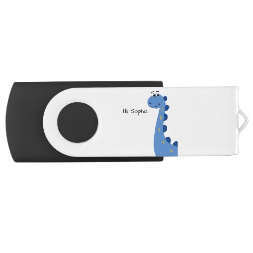 Cute Blue Dinosaur - Custom Name Sophia Flash Drive
