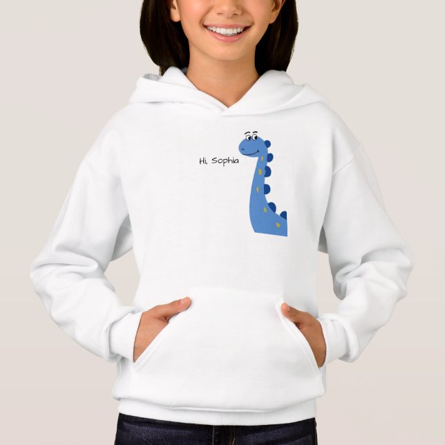 Cute Blue Dinosaur - Custom Name Sophia Hoodie (Front)