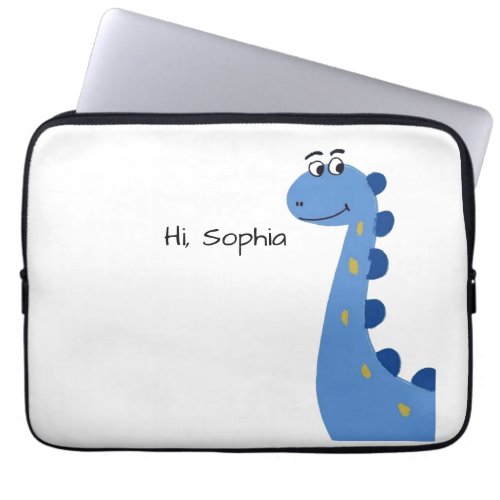 Cute Blue Dinosaur - Custom Name Sophia Laptop Sleeve
