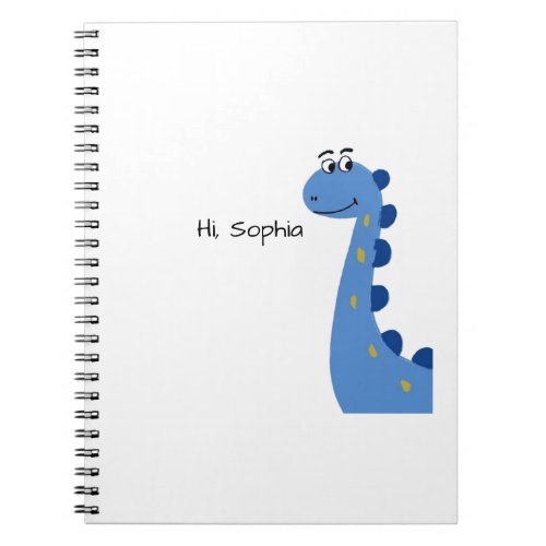 Cute Blue Dinosaur - Custom Name Sophia Notebook