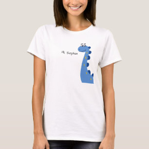 Cute Blue Dinosaur - Custom Name Sophia T-Shirt