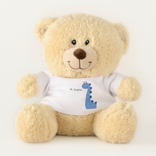 Cute Blue Dinosaur - Custom Name Sophia Teddy Bear