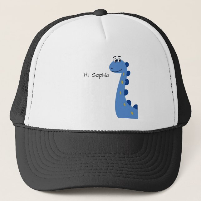 Cute Blue Dinosaur - Custom Name Sophia Trucker Hat (Front)