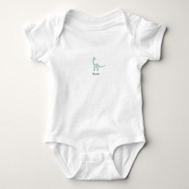 Cute Blue Dinosaur Mesozoic Dino Romper (Front)
