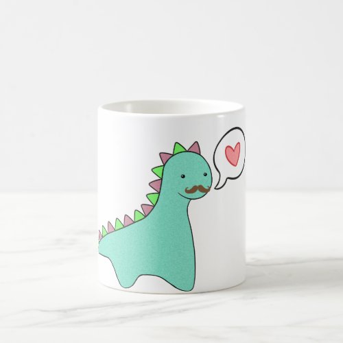 Cute Blue Dinosaur Mustache Coffee Mug