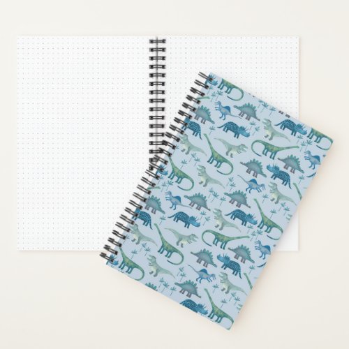 Cute Blue Dinosaur Pattern Notebook