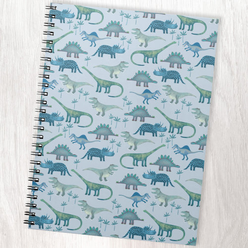 Cute Blue Dinosaur Pattern Notebook