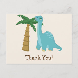 Cute Blue Dinosaur Thank You Postcard