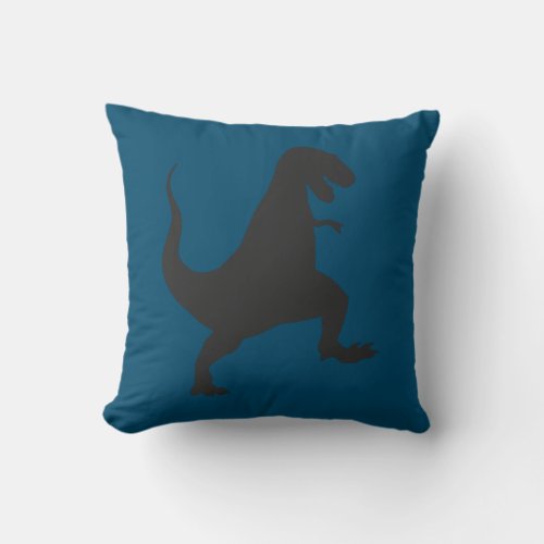 Cute Blue Dinosaur Tyrannosaurus rex Jurassic Throw Pillow
