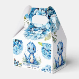 Cute Blue Dinosaur with Florals Boy Baby Shower Favor Boxes