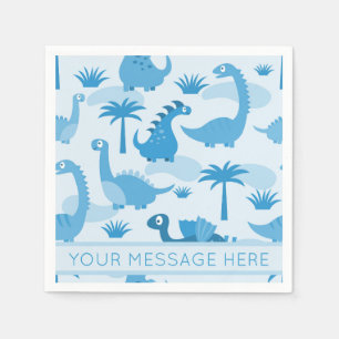 Cute Blue Dinosaurs Baby Shower Napkins