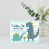 Cute Blue Dinosaurs Kawaii Boy Birthday Thank You Postcard (Standing Front)