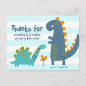 Cute Blue Dinosaurs Kawaii Boy Birthday Thank You Postcard (Front)
