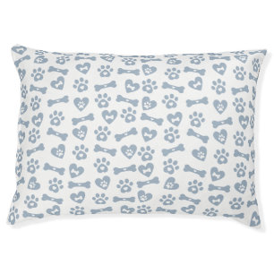Cute Blue Dog Bones Paws And Hearts Pattern Pet Bed