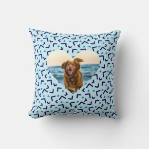 Cute Blue Dog Photo Custom Throw Pillow