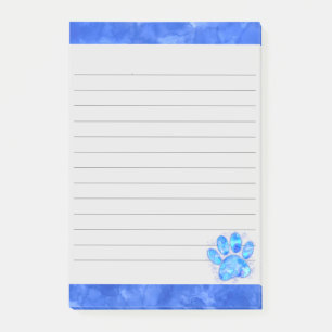 Cute Blue Dog Print Watercolor Background Lined Post-it Notes