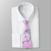 Cute Blue Dolphin Graphic Neck Tie (Tied)