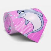 Cute Blue Dolphin Graphic Neck Tie (Rolled)