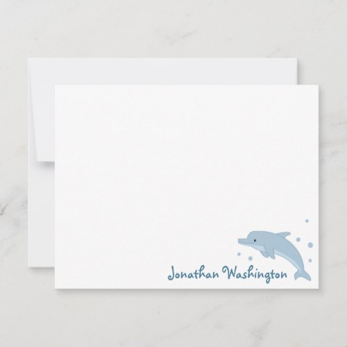 Cute Blue Dolphin Note Card