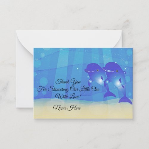 Cute Blue Dolphin Thank You Card