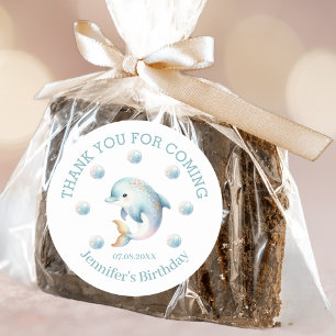 Cute Blue Dolphin Thank You Sticker