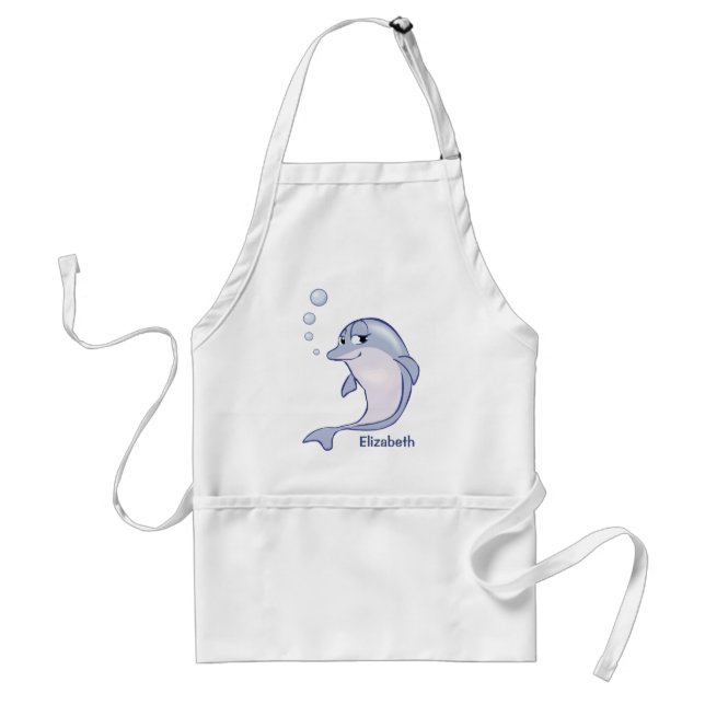 Cute Blue Dolphin To Personalize Adult Apron (Front)