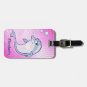 Cute Blue Dolphin To Personalize and Address Luggage Tag (Front Horizontal)