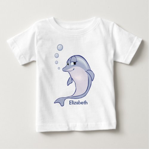 Cute Blue Dolphin To Personalize Baby T_Shirt