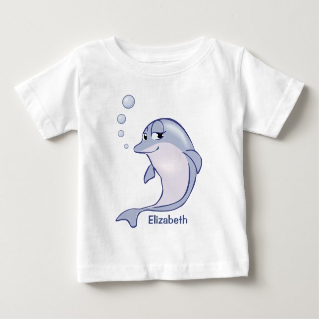Cute Blue Dolphin To Personalize Baby T-Shirt (Front)