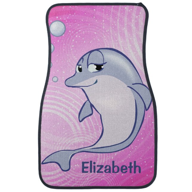 Cute Blue Dolphin To Personalize Car Floor Mat (Front)