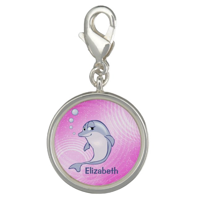 Cute Blue Dolphin To Personalize Charm (Front)