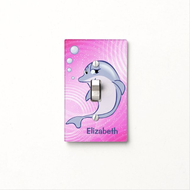 Cute Blue Dolphin To Personalize Light Switch Cover (In Situ)