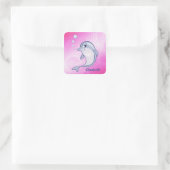 Cute Blue Dolphin To Personalize Square Sticker (Bag)
