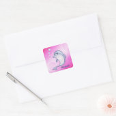 Cute Blue Dolphin To Personalize Square Sticker (Envelope)