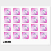 Cute Blue Dolphin To Personalize Square Sticker (Sheet)