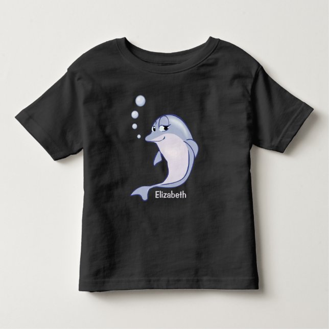 Cute Blue Dolphin To Personalize Toddler T-shirt (Front)