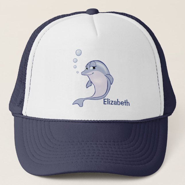 Cute Blue Dolphin To Personalize Trucker Hat (Front)