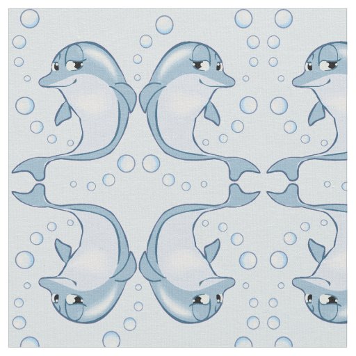 Cute Blue Dolphins Pattern Fabric