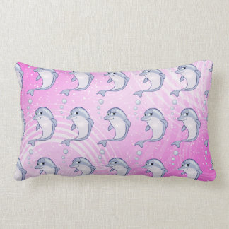 Cute Blue Dolphins Pattern Lumbar Pillow