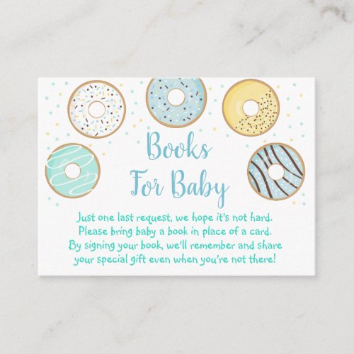 Cute Blue Donut Baby Shower Book Request Cards
