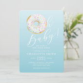 Cute Blue Donut Baby Shower Invitation (Standing Front)