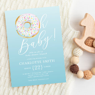 Cute Blue Donut Baby Shower Invitation