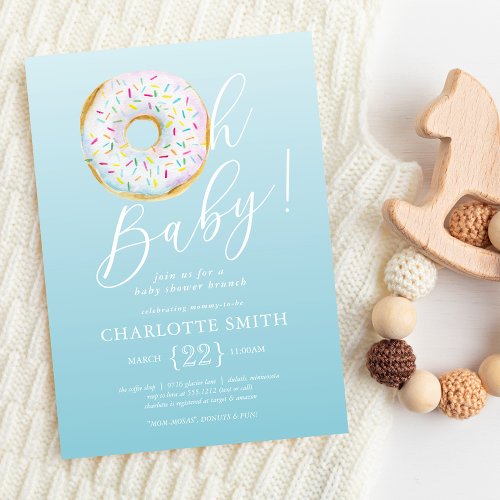 Cute Blue Donut Baby Shower Invitation